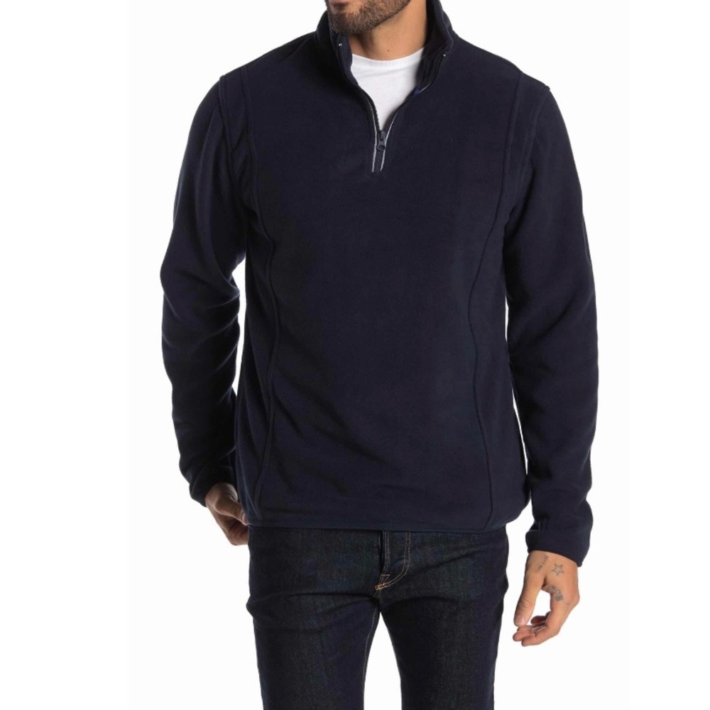 Vintage 1946 Navy Quarter Zip Fleece Knit Sweater